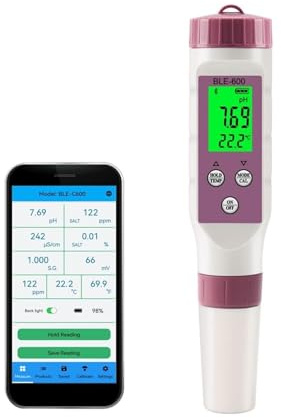 TDS Messgerät 7 In 1 Temp ORP EC TDS Salzgehalt SG PH Meter Online Blue Tooth Wasser Qualität Tester APP Steuerung for Trinken Labor Aquarium(7 in 1)