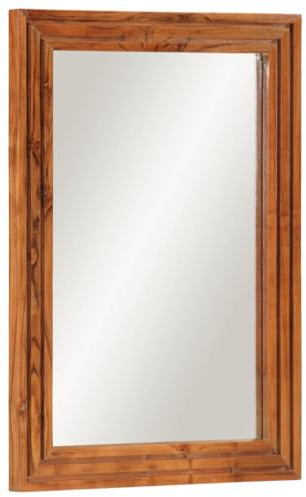 SooIarix Badspiegel 50x70 cm aus massivem Akazienholz, rechteckiger Wandspiegel mit Glas, für Badezimmer und Gäste-WC, vielseitig montierbar