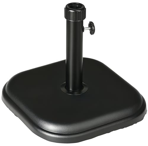 Outsunny Pied de parasol en béton - 11 kg - Support de parasol carré - Poids du parasol pour parasol de 32 à 38 mm de diamètre - Pour balcon, terrasse, jardin - Noir