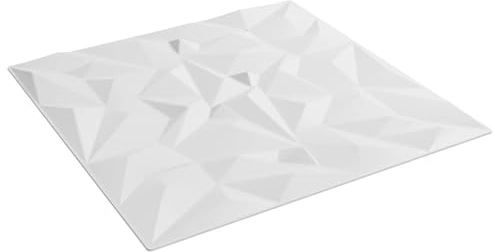 vidaXL Lot de 24 panneaux muraux en mousse XPS - Blanc - 50 x 50 cm - Décoration de chambre à coucher - Panneaux muraux modernes - Fonction 3D - Facile à nettoyer - Design personnalisé pour
