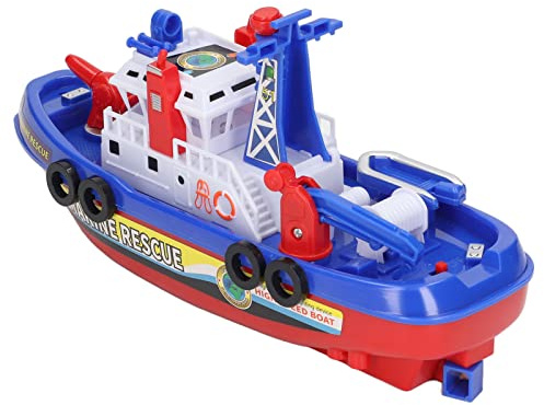 ZAICOLER Jouet Bateau de Feu, Lumière Musicale éducative, Pulvérisation d'eau électrique pour Enfants, Baignoire en Plastique, 1 unité
