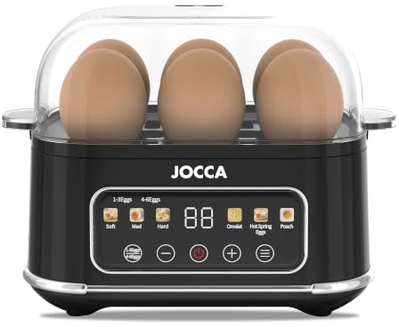 JOCCA Hervidor Cocedor de Huevos Eléctrico con Panel Digital para 6 Huevos