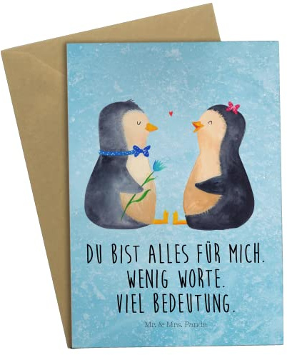 Mr. & Mrs. Panda Grußkarte Pinguin Pärchen - Geschenk, Freundin, Hochzeitsgeschenk, Karte, Frau, Liebe, Hochzeit, Hochzeitstag, Geburtstagskarte, Weihnachten