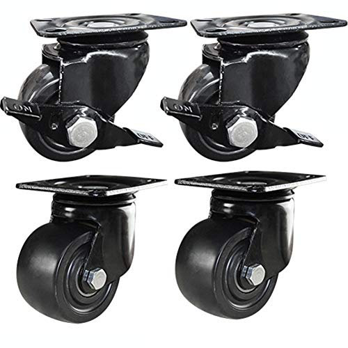 Schwerlastrollen 40mm 50mm 65mm 75mm Nylon Industrie 320kg-1000kg 1 Tonne drehbar Leise Lenkrollen Transport Bremse Leise, Fabrik Schule Krankenhaus Möbel 4 pcs(1,5 Zoll 2'' 2,5'' 3 Zoll)