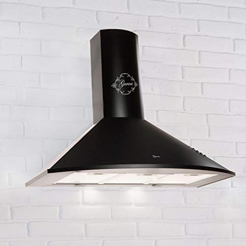 Gurari C 046 Dunstabzugshaube 90 cm in Schwarz, 1000m³/h,Sehr Saugstark, 3 Stufen,Drückknöpfe,Wandhaube,Dunstabzug,Abzugshaube, Ablufthaube,Umlufthaube,Schwarze Kaminhaube, Premium Marke