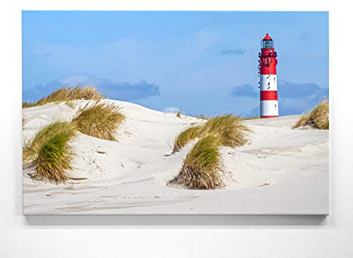 Atemberaubende Nordsee Bilder als XXL Leinwand-Wandbild 150cm x 100cm, Motiv Dünen, Sand-Strand & Meer. EIN Panorama-Bild für Wohnzimmer, Schlafzimmer. Fertig aufgespannt auf 4cm Holz-Keilrahmen