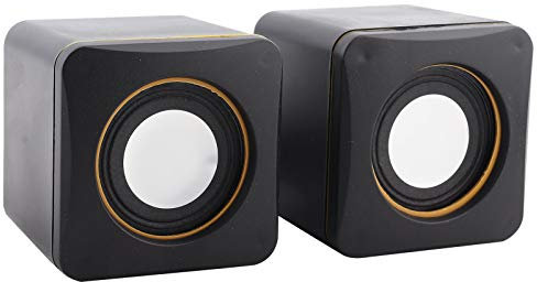 01 Desktop speakers, USB/DC5V plastic speakers, stereo black for laptop computers for the home office(Two-channel)