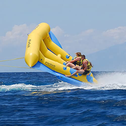 WLWLEO Schleppbare Röhrchen 6 Person/Sitz aufblasbares fliegendes Bananenboot Wassersportführer mit Luftpumpe Floßfloß Sommer-Wasser-Spiel. Für den Meeresmeer See,3 Tubes