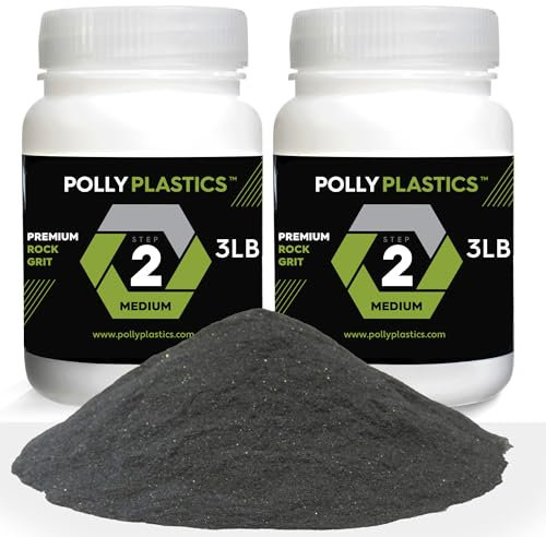 Polly Plastics Rock Tumbler Media Grit Lot de 2 recharges de grain moyen en carbure de silicium 180/220, étape 2 pour pierres à tumbling (2,7 kg)