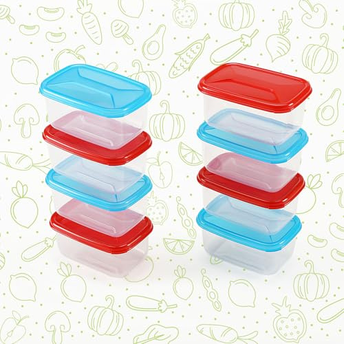 Cosmoplast 8 mini Scatole Frigo, Freezer, Microonde. 4 Rosse + 4 Blu. Ideali per mono porzioni e pappe. 100% Made in Italy