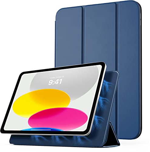 TiMOVO Funda para iPad A16 11ª Generación 11 Pulgadas 2025, iPad 10ª Generación 2022 10,9, Carcasa Delgada Magnético Fuerte Adsorción, Cubierta con Soporte Trifold, Auto Estela/Sueño, Gris Azul