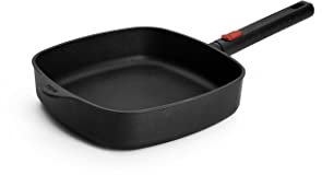 Woll Eco Logic QXR Viereckpfanne - Induktiv -, 24 x 24 cm, 6 cm hoch, mit abnehmbaren Stiel - Geeignet für alle Herdarten, PFAS-frei, Antihaft-Versiegelung, Aluminiumguss, backofenfest, schwarz