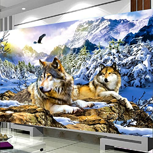 Trayosin 5D DIY Diamond Painting Schnee Wolf, Diamant Painting Tier Bilder Groß für Erwachsene Kinder, Diamant Malerei Set Kristallstrass-Stickerei, Kunsthandwerks-Zubehör, Wanddekoration (80x60cm)