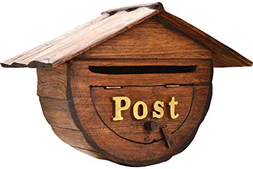 Wandmontierter wasserdichter Wandbriefkasten Villa Outdoor Holz regenfester Briefkasten Heimwerker Retro Briefkasten abschließbar außen (braun B 39 * 11 * 26cm)(braun a 39 * 11 * 26cm)
