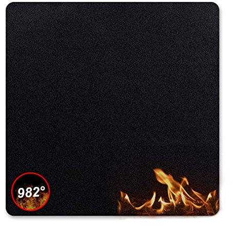 Tapis Ignifuge, Tapis de Protection Thermique 100 x 100cm D'épaisseur 5mm Résistance à la Chaleur 982°C Tapis de Soudure Tapis de Protection Incendie Tapis Ignifuge pour Soudage Barbecue, Noir
