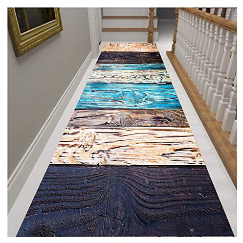 Siunwdiy Teppich Läufer 120X100CM,Holzmaserung Flur Teppich Korridor Teppich Küchenläufer rutschfest Teppichläufer für küchenteppich/Schlafzimmer/Flur Waschbar Teppiche