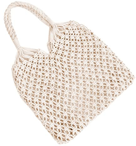 Cabilock Bolso de Playa Tejido de Crochet para Mujer Bolso de Hombro Grande de Algodón Hecho y Compras Gran Capacidad para Días de Playa y Uso Diario