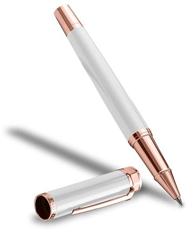 Ellington Pens Luxury Ballpoint Pen – Premium Quality, Smooth Writing Experience, Elegant Design, Includes 2 Ink Refills – Ideal for Professionals and Gift Giving (White Rose Gold)