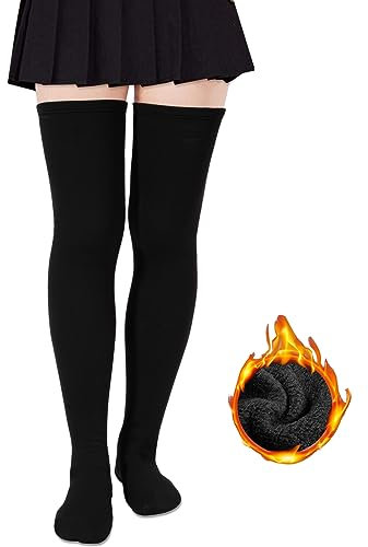 Moon Wood Oberschenkel Socken für Frauen Warm Thick Fleece gefüttert Oberschenkel Highs Boot Socken Beinwärmer