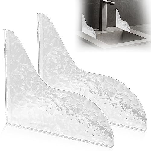 CANIPHA 2Pcs Shower Splash Guard, Self- Adhesive Shower Water Splash Guard Drip Blocker, Clear Bathtub Water Splash Guard for Tub, Acrylic Shower Curtain Bathtub Corner Splash Guard for Bathtub