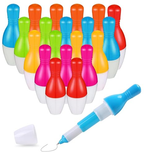GEFIRE 20 Stücke Bowling-Kugelschreiber Gemischte Farben Mini Bowling Stifte Druckkugelschreiber Kunststoff Kugelschreiber Bowling Rollerball Stifte für Party Dekoration Schulbedarf