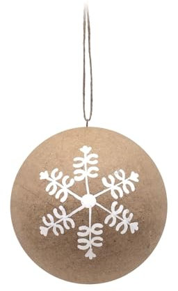 ZauberDeko Christbaumschmuck Kraft Papier Kugel Groß Natur Weiß Hängedeko Weihnachten 10cm Ø, Modell:Modell1