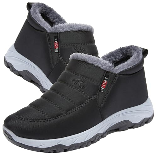 Aocase Slip On Loafer für Herren Winterschuhe Damen Warm Gefüttert wasserdicht Winterschuhe Winter Outdoor Boots Wanderstiefel Stiefel Unisex,Women's Black,39/245mm