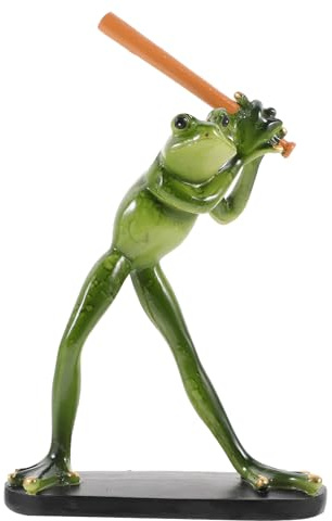 LUOZZY Frog Figurine Frog Statue with Baseball Aquarium Resin Animal Craft Creative Gifts Fish Tank Accessories Home Office Supply