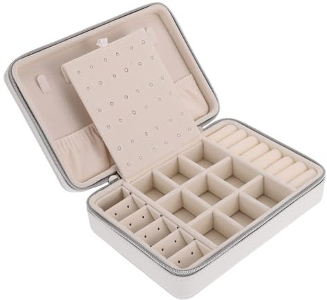 COLLBATH Tragbare Schmuckaufbewahrungsbox Weiß Schmuck Organizer Mit Kompaktem Wasserfestem Design Vielseitig Für Ringe Ohrringe Ketten Für Reisen Zuhause Party Und Geschenk Für Frauen