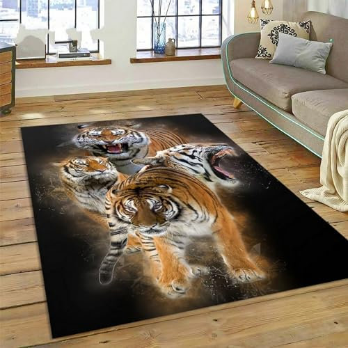 Kind Teppich 200 X 300 cm, Schlafzimmer Teppich, 3D Teppiche Wohnzimmer Teppiche Weich rutschfest Teppich Für Wohnzimmer Schlafzimmer Bettvorleger Tiger-Tierwelt-5637176086