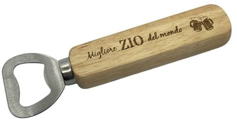 Apribottiglie in Legno Personalizzato, Regalo per ZIO, Incisione 'Migliore ZIO del Mondo', Idea Regalo per Natale, Compleanno, Battesimo, uomo