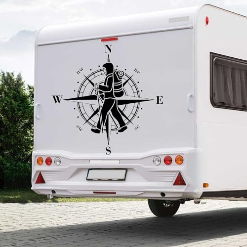 Kompass Kompass Wandern Trekking Walking Nordic Aufkleber Sticker Autoaufkleber Größe/Farbe WÄHLBAR Camper Caravan Auto
