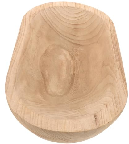POPETPOP Cuenco Decorativo De Madera Rústica Grande De Paulownia, Cuenco para Amasar y Centro De Mesa, Acabado Natural, Decoración Hogar, Pieza Artesanal Hecha a Mano