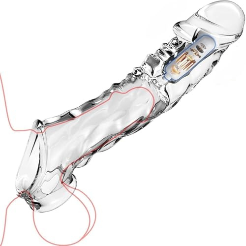 Vibrator Penis Sleeve Male Sex Toys Cock Ring for Couples Aid Extender Reusable 8.6 Penis Sleeve Cock Girth Enlarger Enhancer Extension Extender Sheath for Men