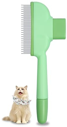 ETIALURE Brosse Attrape Poils pour Chat, Peigne Chat Poil Long Noeud avec Bouton Realease pour Chien, Brosse Activ Pet (Vert)