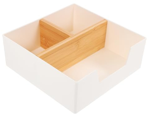 Ciieeo Portable Tea Bag Organizer Box with Compartments for Home and Coffee Bar Multifunctional Sugar Bag and Small Item Storage Rack Compact White Desktop Holder for Office and