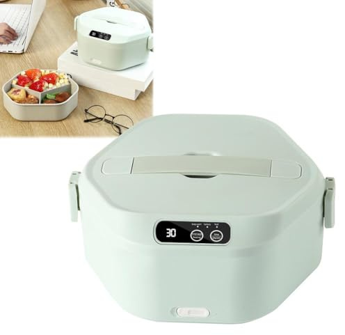 Contenitore elettrico per il pranzo da 1 l, con pentola interna in ceramica, batteria da 16.000 mAh e tre scomparti, riscaldamento rapido, modalità mantenimento caldo, design a prova di perdite, per
