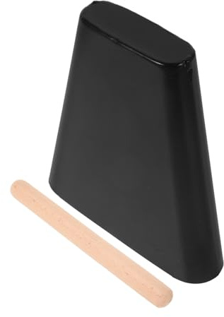 Campanaccio Metallico da 4 Pollici, con Bacchetta | Strumento a Percussione, Metallo e Legno, Nero, Portatile, Leggero, per Sport e Tifo