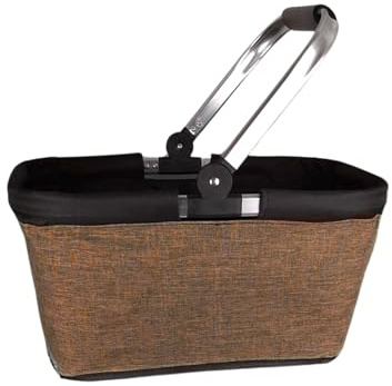 AWASG Einkaufskorb faltbar, 20L Tragekorb mit Alurahmen faltbar, Geschenk Einkaufstasche Mama, Coffee braun