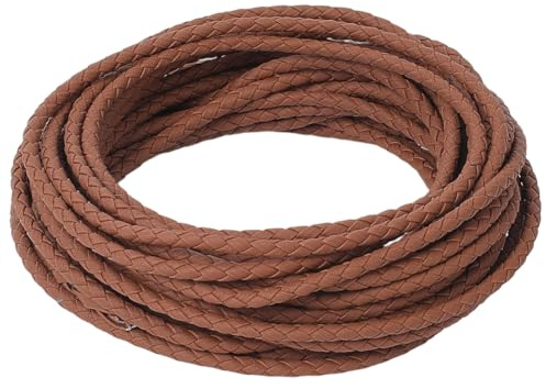 GORGECRAFT 10m x 3mm Round Braiding Leather Cords Saddle Brown Bolo Tie Strings Faux Leather Necklace Cord Leatherette Rope Beading Threads for Bracelet Choker Keychain Jewelry Making DIY Crafts
