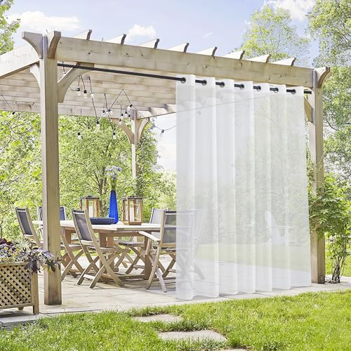 PONY DANCE Outdoor Gardinen mit Ösen Terrasse Vorhänge Weiss Transparent