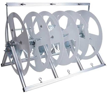 Cable Reel Holder And Dispenser,Heavy-Duty Wire Spool Rack - 3 Reel Cable Holder & Dispenser for Electrical Cords, Ropes, and Paracord - Durable Folding Design for Bulk Wire Storage