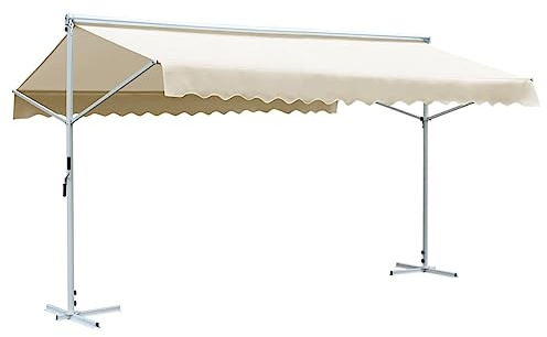 Holamys Tenda da sole autoportante, 600 x 300 cm, crema, impermeabile, protezione UV, telaio in acciaio verniciato a polvere, ideale per giardino, terrazza, piscina, feste di famiglia