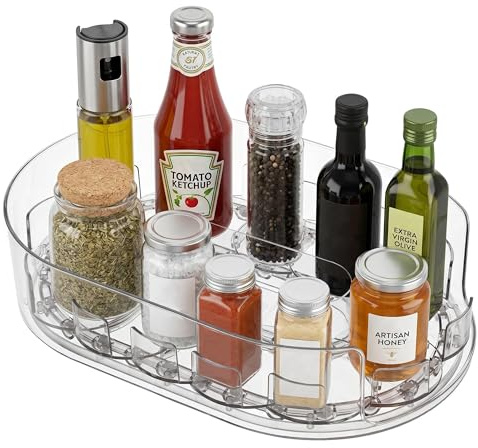 MICHIHOMIE Lazy Susan Turntable, 360° Rotating Fridge Organisers, Non-Slip Clear Kitchen Cupboard Organiser Spice Racks for Cabinet, Kitchen, Pantry