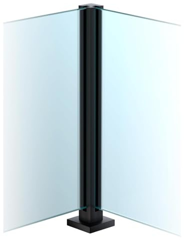 Sistema de Postes para barandillas de Vidrio 85/95/105 cm, Poste de balaustrada de Acero Inoxidable 304, Apto para barandillas de Interiores y Exteriores en terrazas,Black~Corner Post,95cm