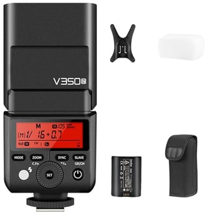 Compatible Hot Shoe On-Camera Flashlight Camera Speedlight with Battery 1 / 8000s Sync Speed Outdoor Photography Flashlight