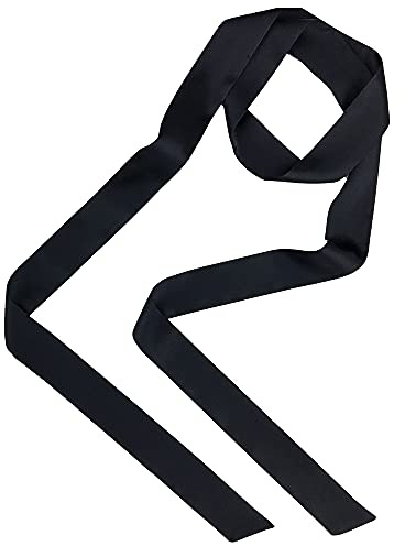 LSHARON Silk Damen-Schal, 100 % Maulbeerseide, dünn, schmal, Boyfriend-Krawatte, Krawatte, Choker, 200 cm x 4 cm, Schwarz , 180cmL* 3cmW