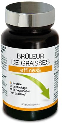 NUTRIEXPERT Bruleur de Graisses Effiness, Destocke Et Dégrade Les Graisses, Aide Minceur Et Perte De Poids, Formule Renforcée, Guarana Maté Thé Vert Chrome Choline, 60 Gélules Végétales