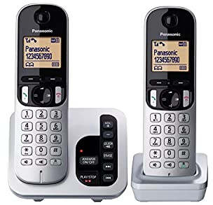 Panasonic KX-TGC222EB Cordless Phone with Answering Machine (Hands Free Functionality, Low Radiation)