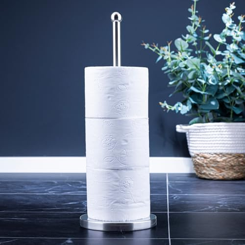 Gravidus Edelstahl WC-Ersatzrollenhalter für 4 Rollen - Standfester Toilettenpapierhalter mit moderner Optik